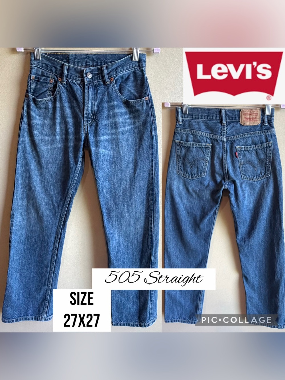 Levi's Boys Jeans 505 Straight Medium Wash Classic 100% Cotton Size 14R  27x27